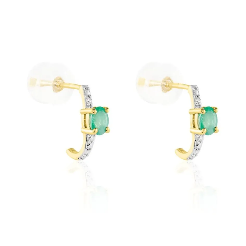 Online Histoire d'Or Demi Créoles Barrett Or Jaune Emeraude Diamant or jaune émeraude