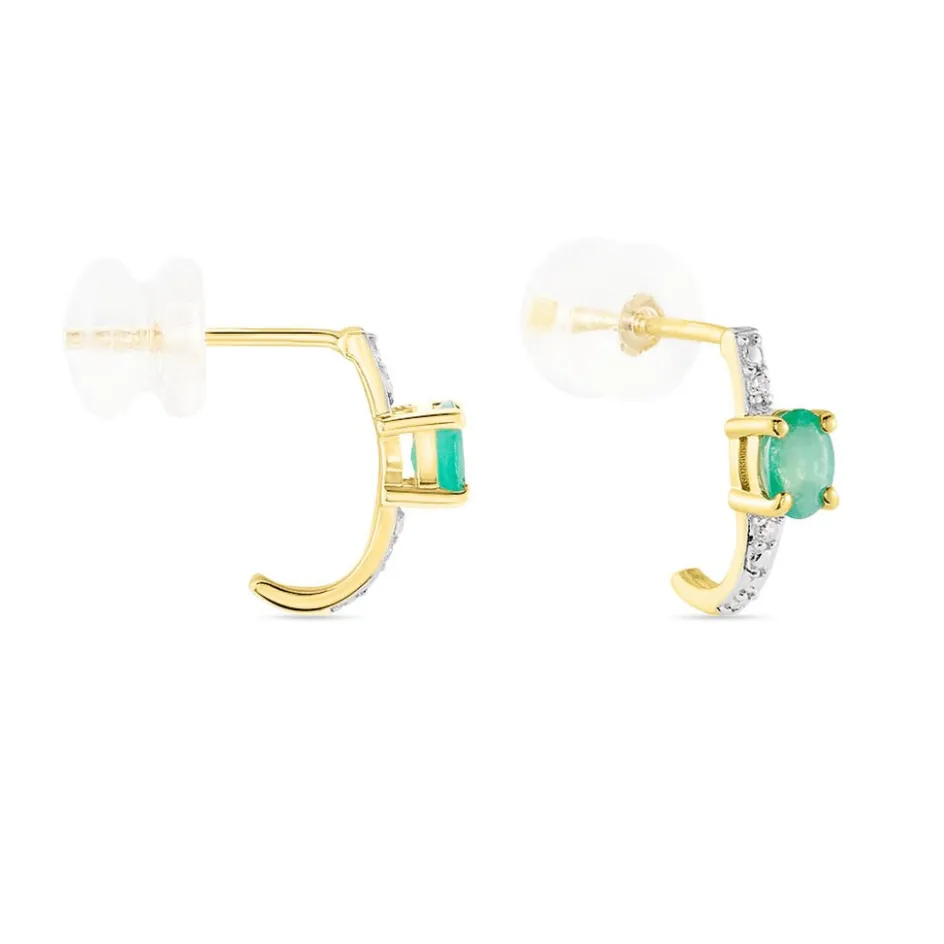 Online Histoire d'Or Demi Créoles Barrett Or Jaune Emeraude Diamant or jaune émeraude