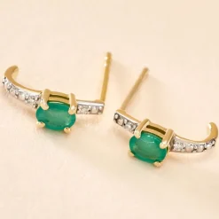 Online Histoire d'Or Demi Créoles Barrett Or Jaune Emeraude Diamant or jaune émeraude