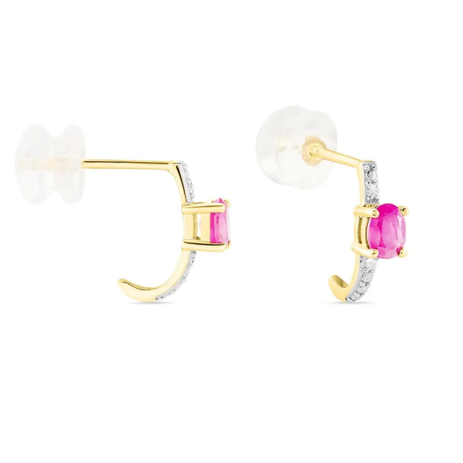 Best Histoire d'Or Demi Créoles Barrett Diamant or jaune rubis