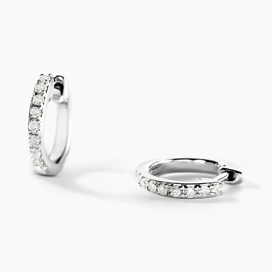 Histoire d'Or Mini Créoles Or Blanc Aryanna Diamants* Boucles D'Oreilles|Boucles D'Oreilles Créoles