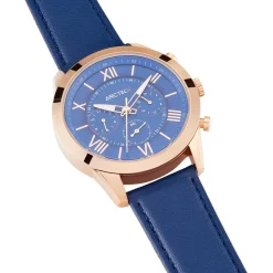 ARCTIK Montre Apex Bleu cadran doré rose fond bleu bracelet cuir bleu