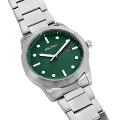 Online ARCTIK Montre Element Vert cadran argenté fond vert bracelet acier argenté