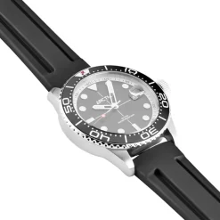 Best ARCTIK Montre Module Noir cadran argenté fond noir bracelet silicone noir