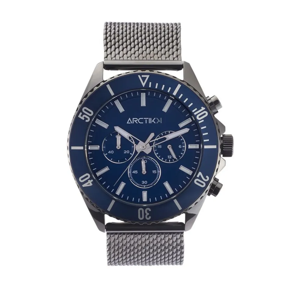 Discount ARCTIK Montre Oxcal Bleu cadran gris fond bleu bracelet acier gris