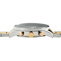 ARCTIK Montre Zenith Noir cadran argenté fond noir bracelet acier bicolore