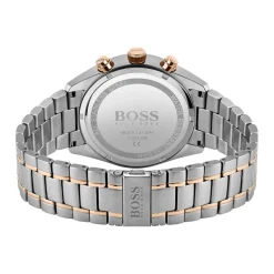 Best HUGO BOSS Montre Boss Champion Noir cadran argenté fond noir bracelet acier bicolore