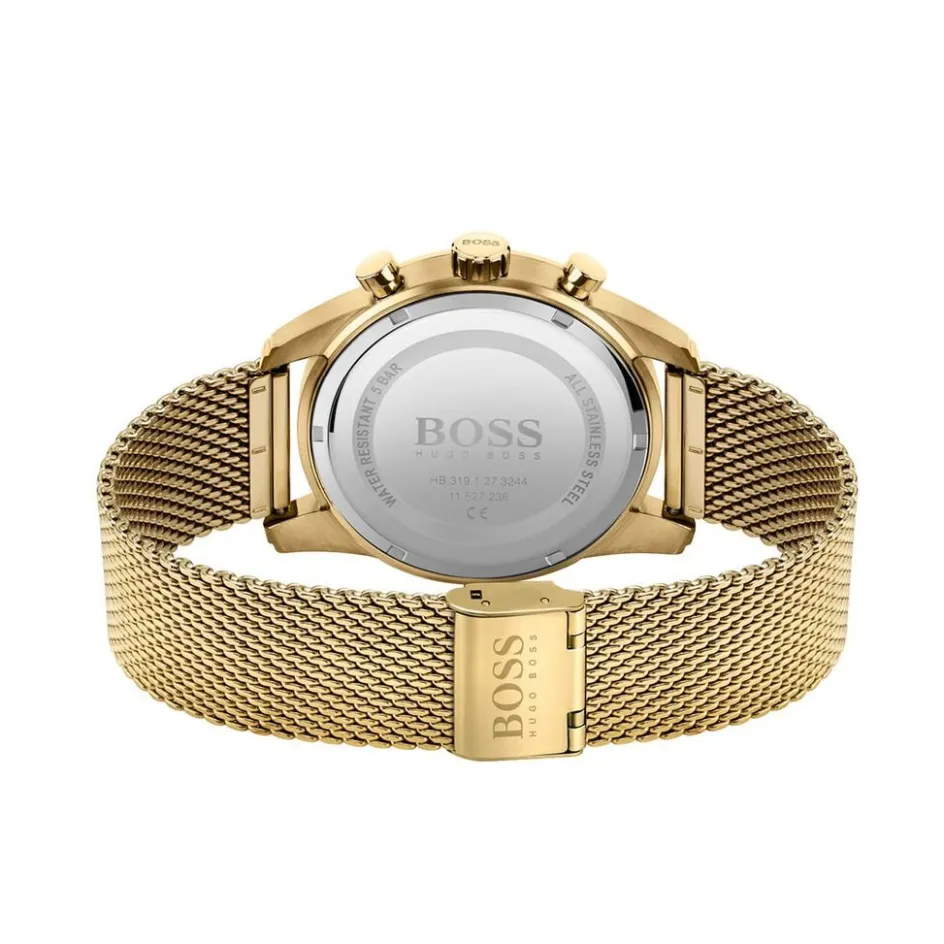 Best HUGO BOSS Montre Boss Skymaster Noir cadran doré fond noir bracelet acier doré