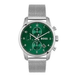 Online HUGO BOSS Montre Boss Skymaster Vert cadran argenté fond vert bracelet acier argenté