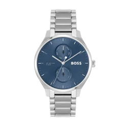 HUGO BOSS Montre Boss Tyler Bleu cadran argenté fond bleu bracelet acier argenté