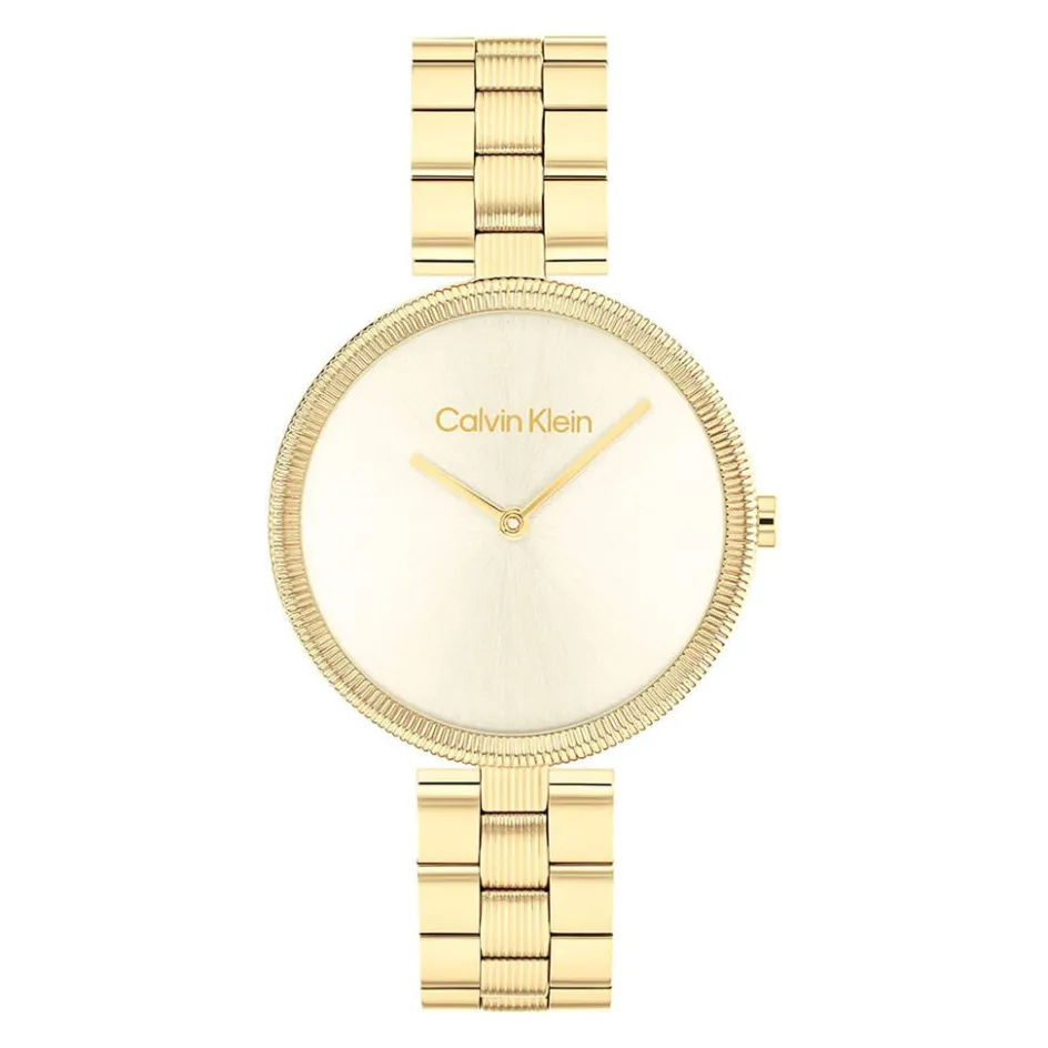 CALVIN KLEIN Montre Gleam Doré cadran doré fond doré bracelet acier doré
