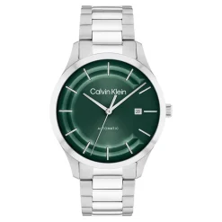 Discount CALVIN KLEIN Montre Iconic Automatic Vert cadran argenté fond vert bracelet acier argenté