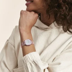 Discount CASIO COLLECTION Montre Bicolore cadran rose fond bicolore bracelet résine rose