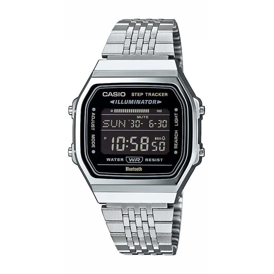 Clearance CASIO COLLECTION Montre Casio Vintage Collection cadran argenté bracelet acier argenté