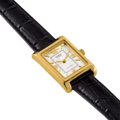 Clearance CASIO COLLECTION Montre Gris cadran doré fond gris bracelet cuir noir