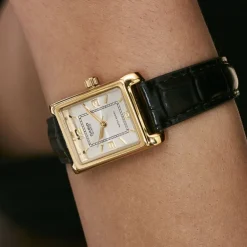 Clearance CASIO COLLECTION Montre Gris cadran doré fond gris bracelet cuir noir