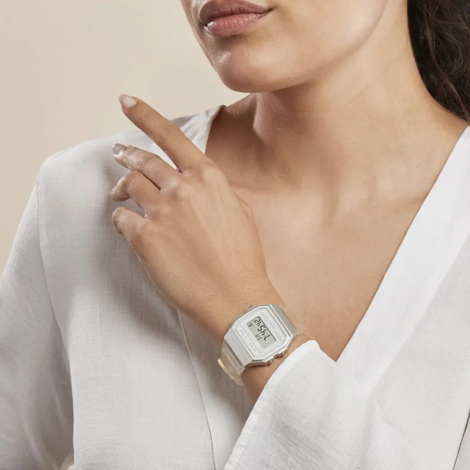 Clearance CASIO COLLECTION Montre Vintage Edgy Blanc cadran blanc bracelet résine blanche