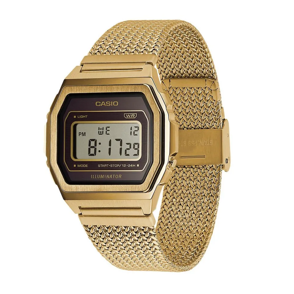 New CASIO COLLECTION Montre Vintage Champagne cadran doré bracelet acier doré