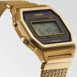 New CASIO COLLECTION Montre Vintage Champagne cadran doré bracelet acier doré
