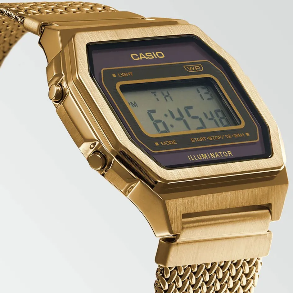 New CASIO COLLECTION Montre Vintage Champagne cadran doré bracelet acier doré