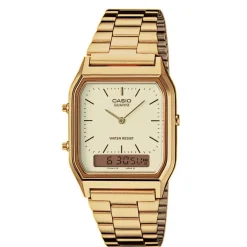 Best CASIO COLLECTION Montre Vintage Champagne cadran doré fond champagne bracelet acier doré