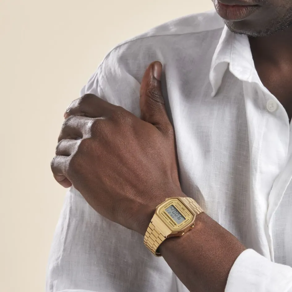 Outlet CASIO COLLECTION Montre Vintage 2 Tons cadran doré fond champagne bracelet acier doré