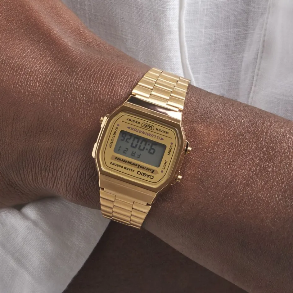 Outlet CASIO COLLECTION Montre Vintage 2 Tons cadran doré fond champagne bracelet acier doré
