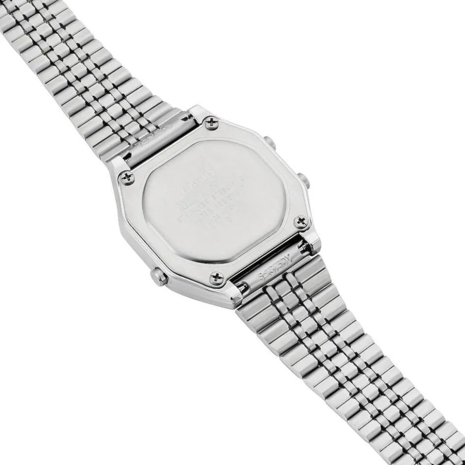 Outlet CASIO COLLECTION Montre Vintage Argent cadran argenté fond argenté bracelet acier argenté