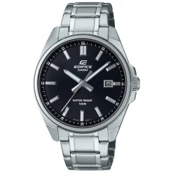 Clearance CASIO EDIFICE Montre Noir cadran argenté fond noir bracelet acier argenté