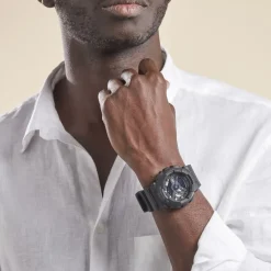 Clearance CASIO G-SHOCK Montre Black & White Noir cadran noir fond noir bracelet résine noire