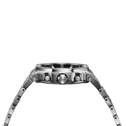 Clearance CASIO G-SHOCK Montre Premium Noir cadran argenté fond noir bracelet acier argenté