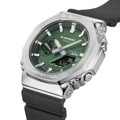 Clearance CASIO G-SHOCK Montre Vert cadran argenté fond vert bracelet résine noir