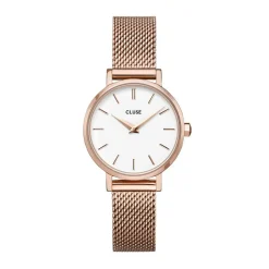 Hot CLUSE Montre Boho Chic Petite Blanc cadran doré rose fond blanc bracelet acier doré rose