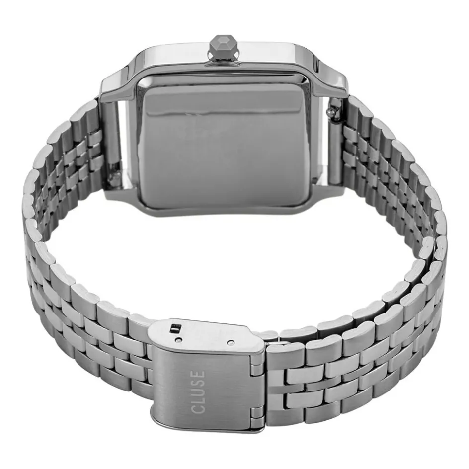 Best CLUSE Montre Gracieuse Bleu cadran argenté fond bleu bracelet acier argenté