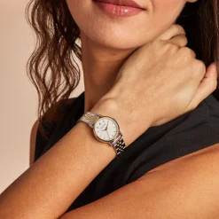 New CODHOR Montre Alix Blanc cadran bicolore doré / blanc fond blanc bracelet acier bicolore