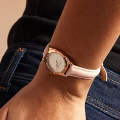 Outlet CODHOR Montre Anais Argenté cadran rose fond argenté bracelet alliage rose