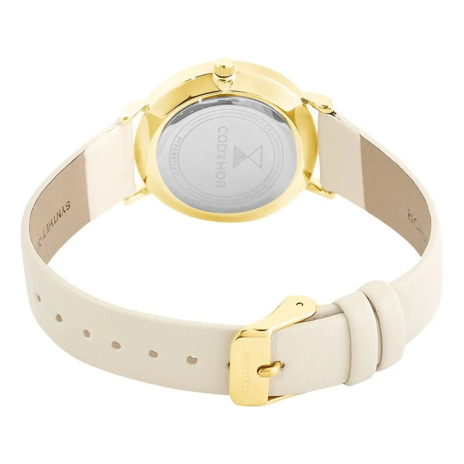 Discount CODHOR Montre Camille 3 Doré cadran doré fond doré bracelet synthétique crème