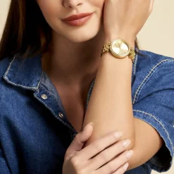 CODHOR Montre Celinia Doré cadran doré fond champagne bracelet alliage doré