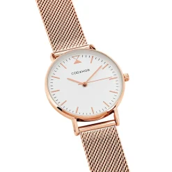 Hot CODHOR Montre Cindy Blanc cadran doré rose fond blanc bracelet acier doré