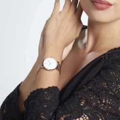 Hot CODHOR Montre Cindy Blanc cadran doré rose fond blanc bracelet acier doré