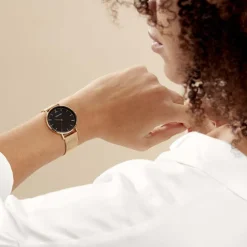 Sale CODHOR Montre Cindy Noir cadran doré fond noir bracelet acier doré