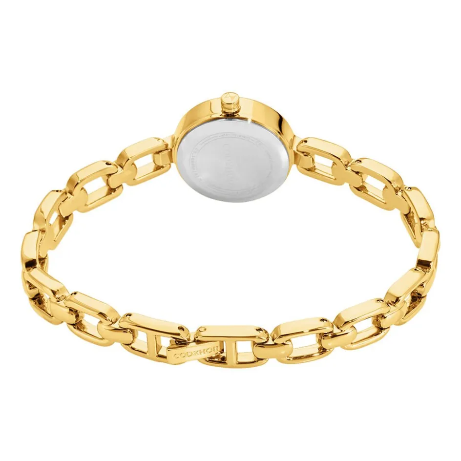 Best CODHOR Montre Lina Nacre Blanche cadran doré fond nacre blanche bracelet alliage doré