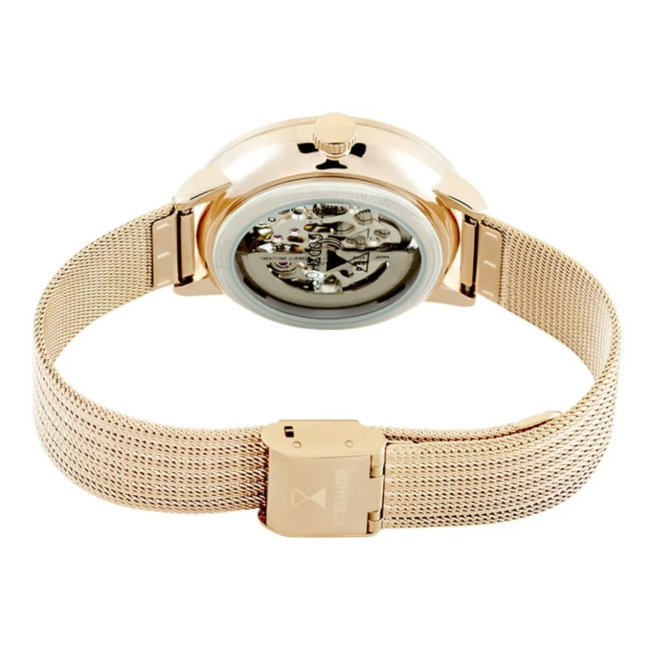 Outlet CODHOR Montre Louise Noir cadran doré rose fond noir bracelet acier doré