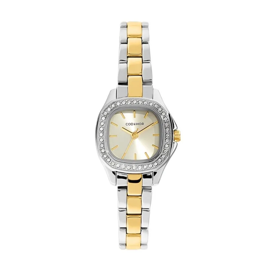 Best CODHOR Montre Mona Doré cadran argenté fond doré bracelet alliage bicolore