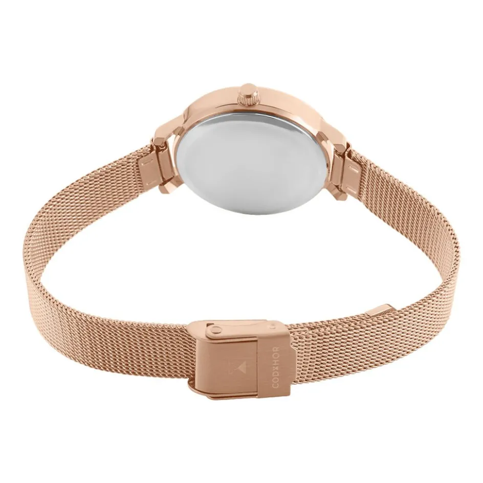 Sale CODHOR Montre Nerine Rose cadran doré rose fond rose bracelet acier doré rose