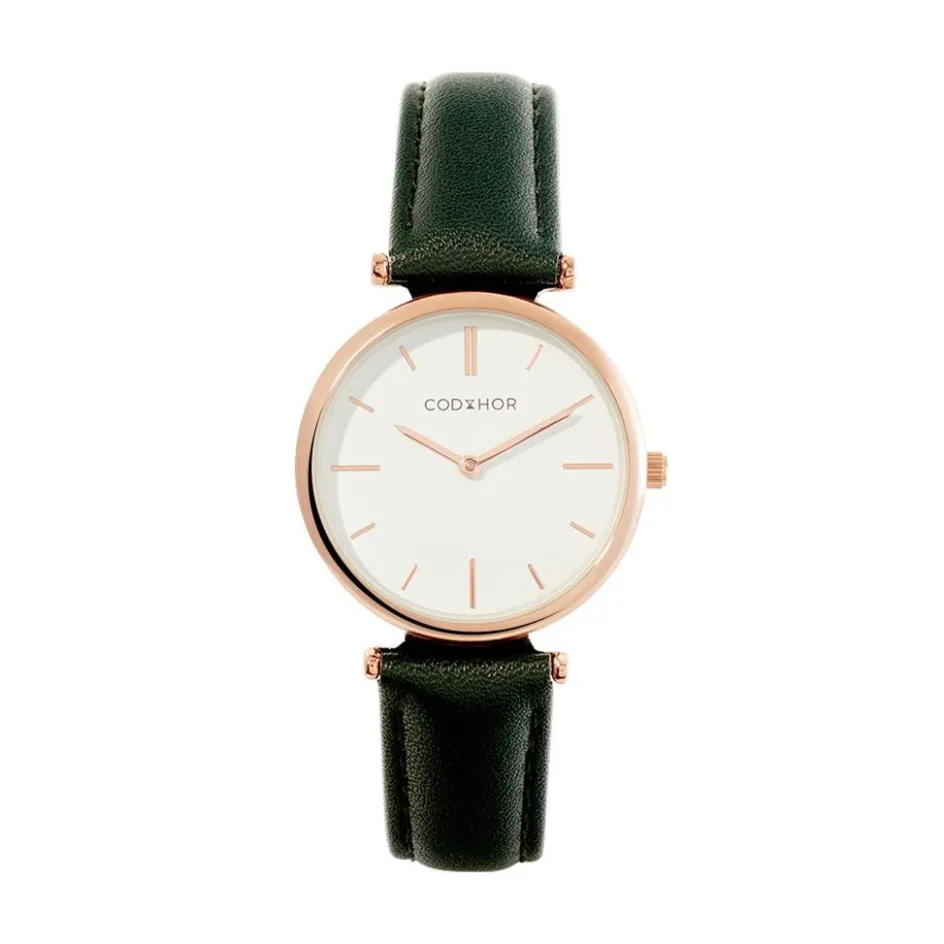 Sale CODHOR Montre Nidia Blanc cadran doré rose fond blanc bracelet synthétique vert