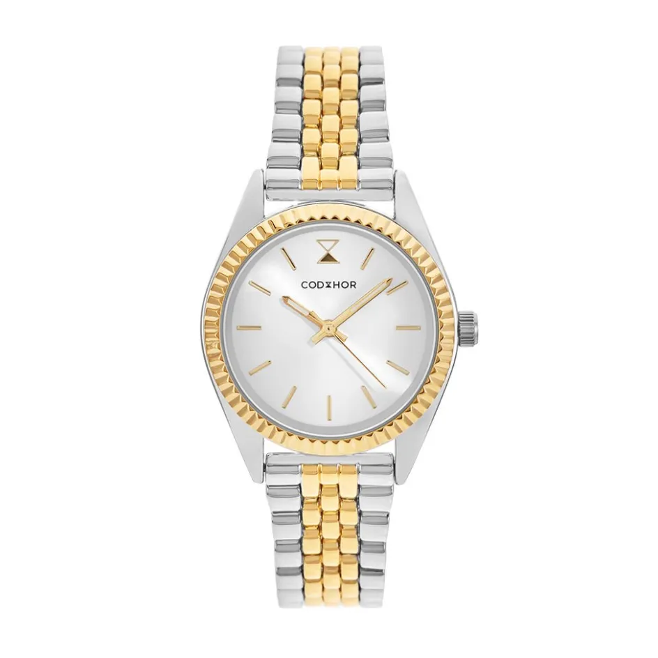 Clearance CODHOR Montre Sandy Blanc cadran bicolore fond blanc bracelet alliage bicolore