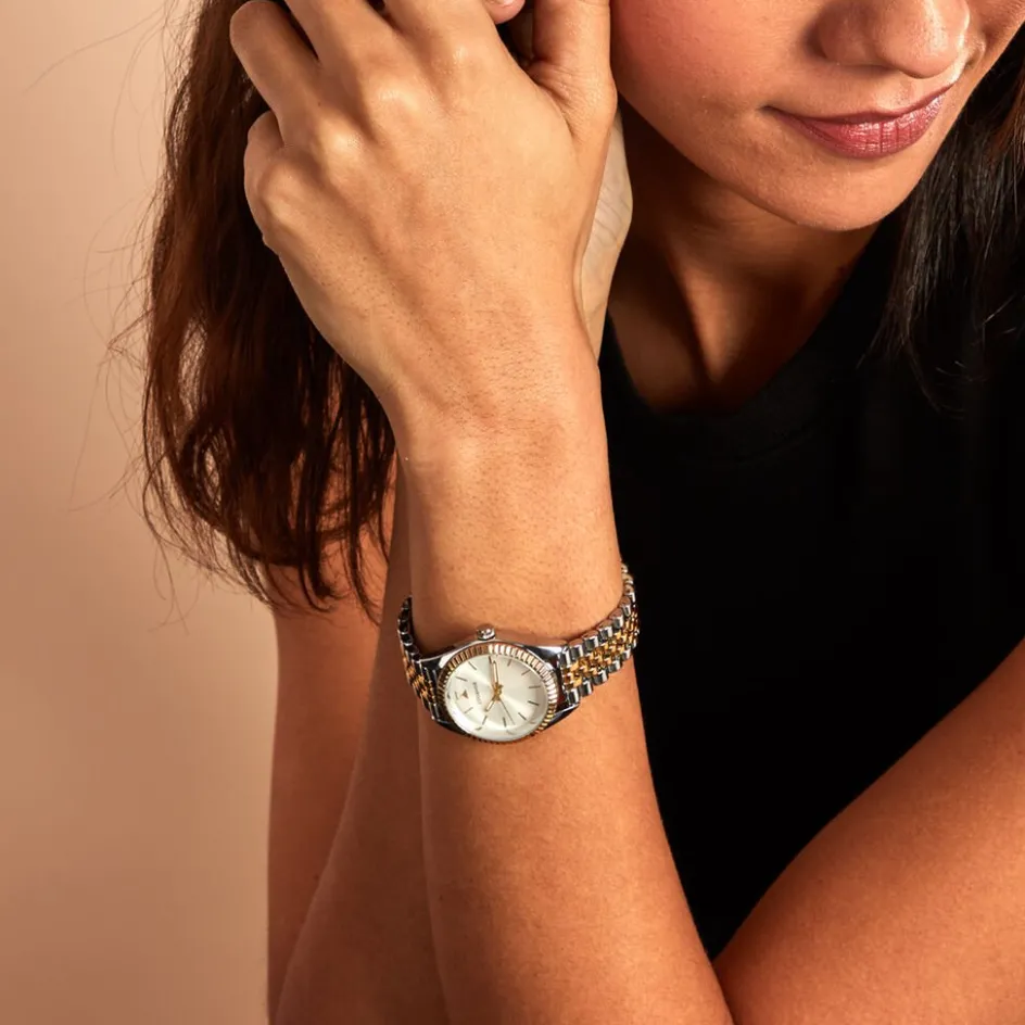 Clearance CODHOR Montre Sandy Blanc cadran bicolore fond blanc bracelet alliage bicolore