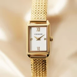 CODHOR Montre Suzy Blanc cadran doré fond blanc bracelet acier doré