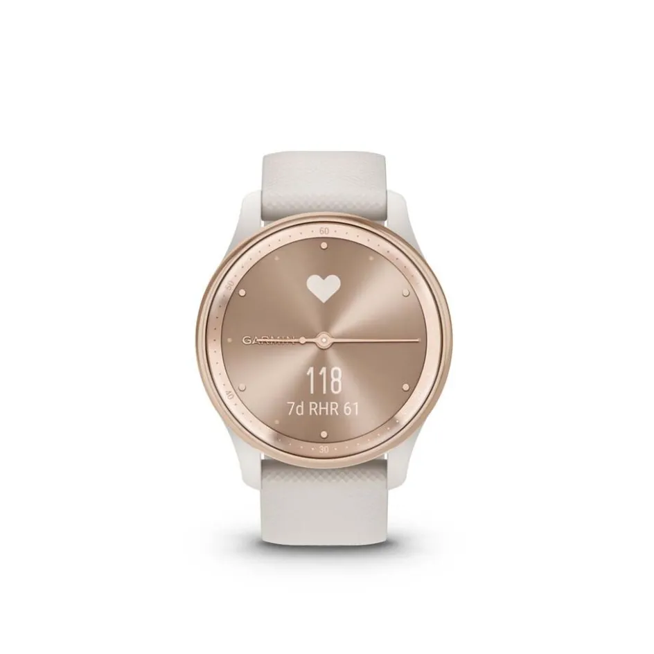 GARMIN Montre Connectée Vivomove Trend cadran ivoire fond personnalisable bracelet silicone ivoire
